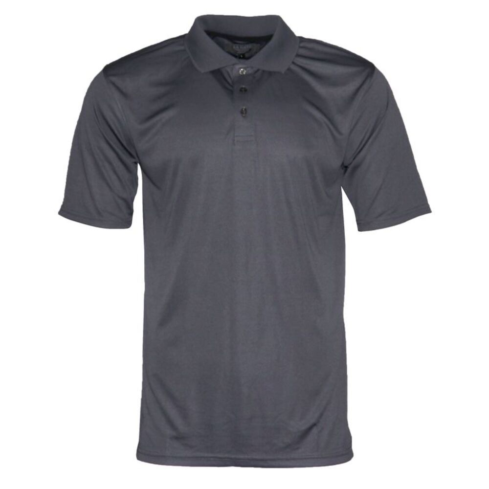 Mens Polo Button Shirt Short Sleeve Dry-Fit Sports Tennis Comfortable Fit Grey
